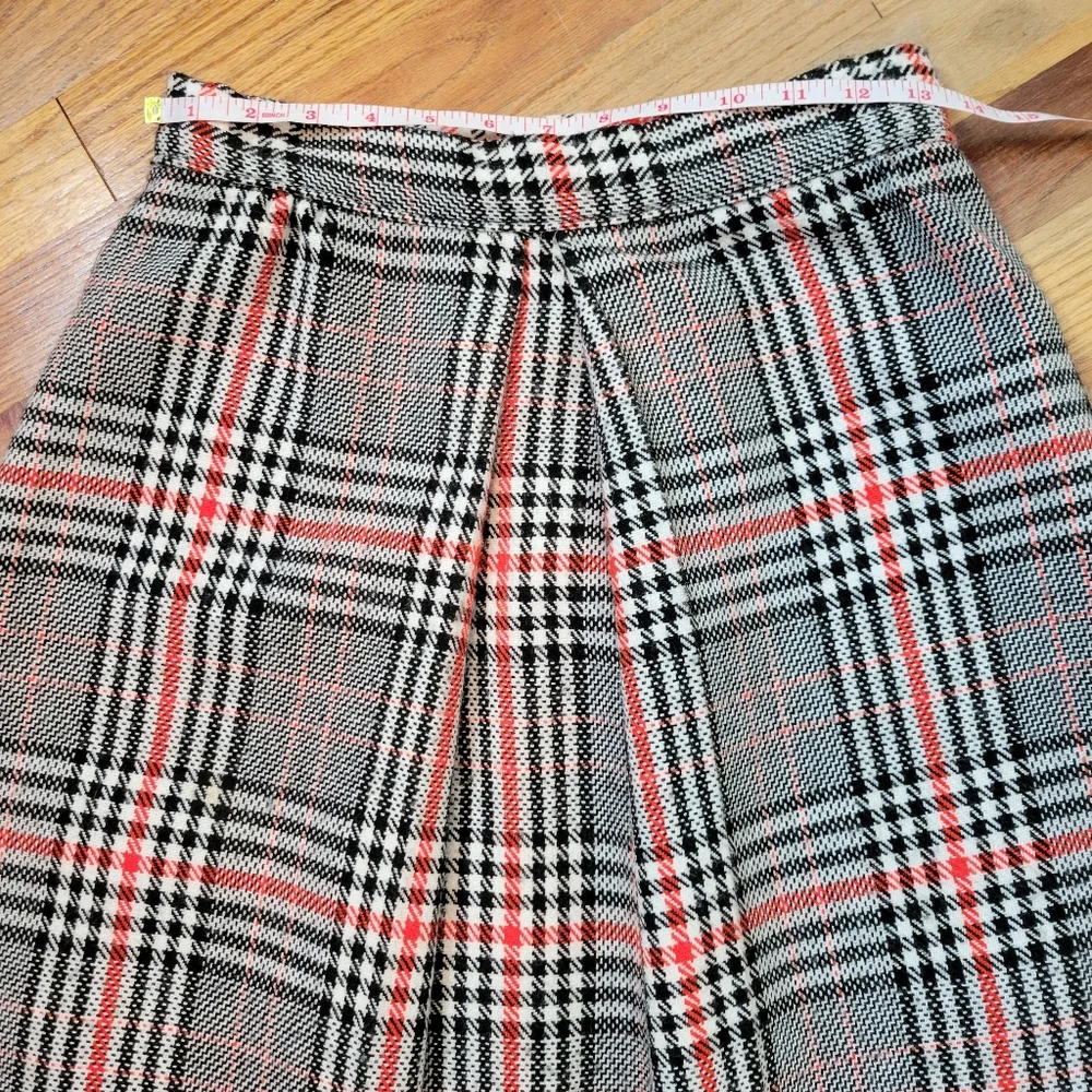 Vintage Red And Black Wool Plaid Women's A Line Skirt - Picture 9 of 12